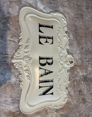 French Country “Le Bain” Bathroom Wall Art Plaque – Shabby Chic Decor
